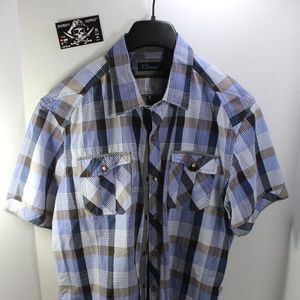7 diamonds Mens Button Down Shirt Short Sleeve